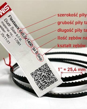 informacje na taśmie tnącej